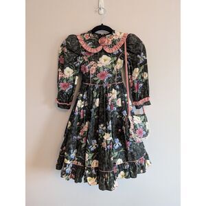 Vintage Daisy Kingdom Floral Dress + Purse Size 4 Prairie Cottagecore Rare USA